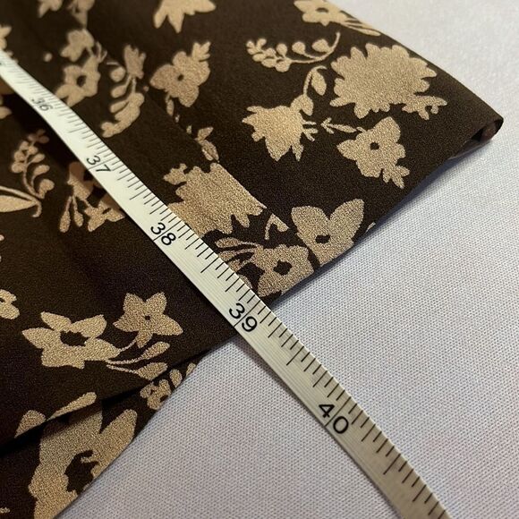 ELLEN Tracy brown and tan floral print wrap dress lined fabric belt tie size 6 - Picture 10 of 10